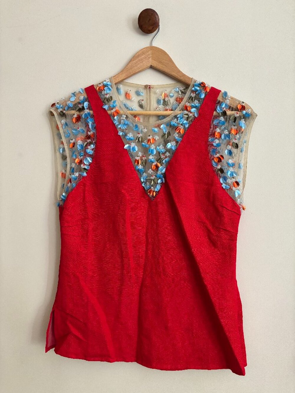 Rachel Comey Red Top W/ Sequin Embellishments
